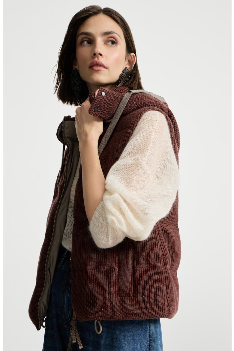 Knit down vest, Alternate, color, Bordeaux