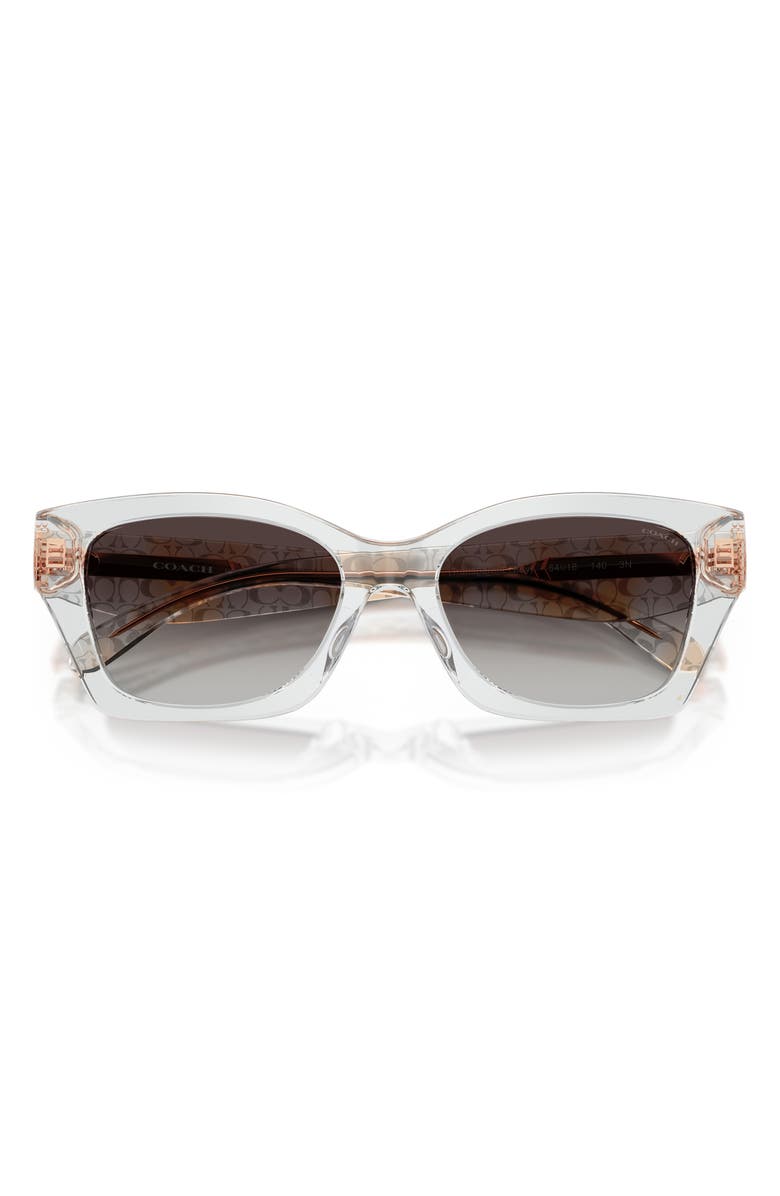 COACH 54mm Gradient Rectangular Sunglasses, Alternate, color, Transparent Grey / Grey