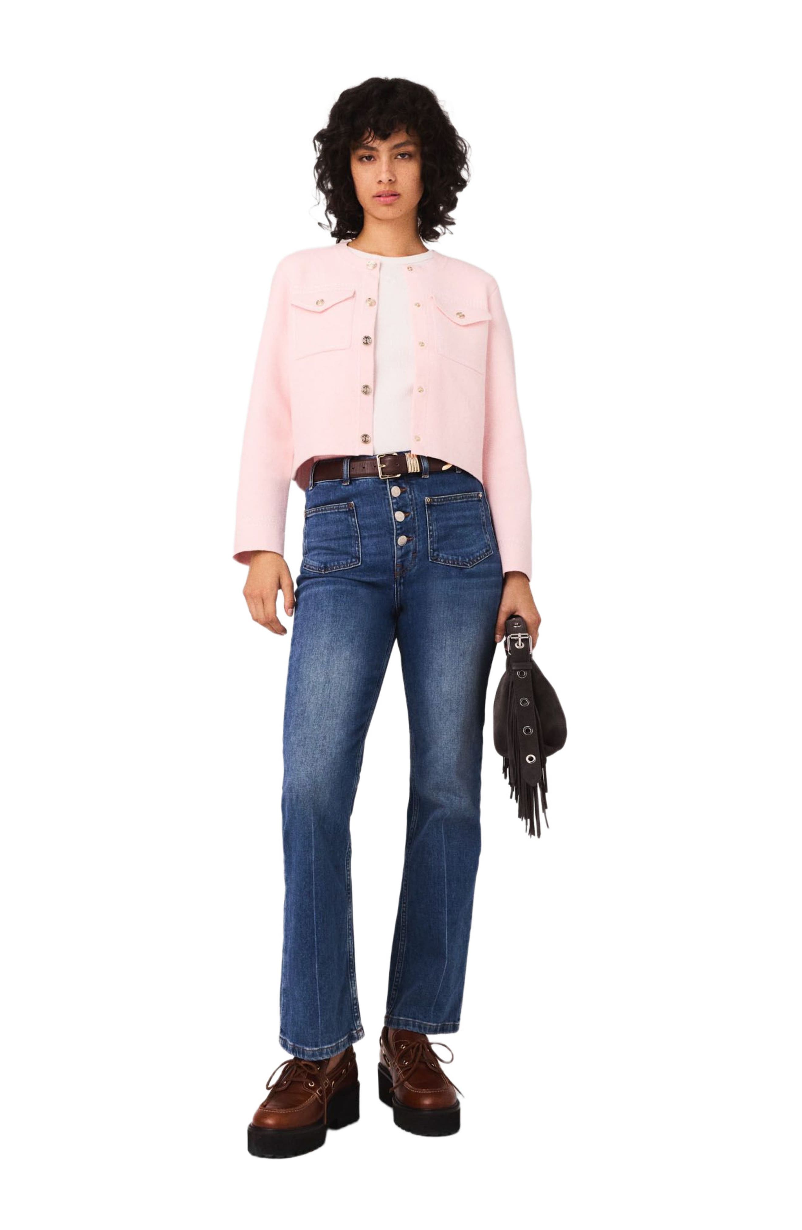 Topstitched cropped cardigan - image 3