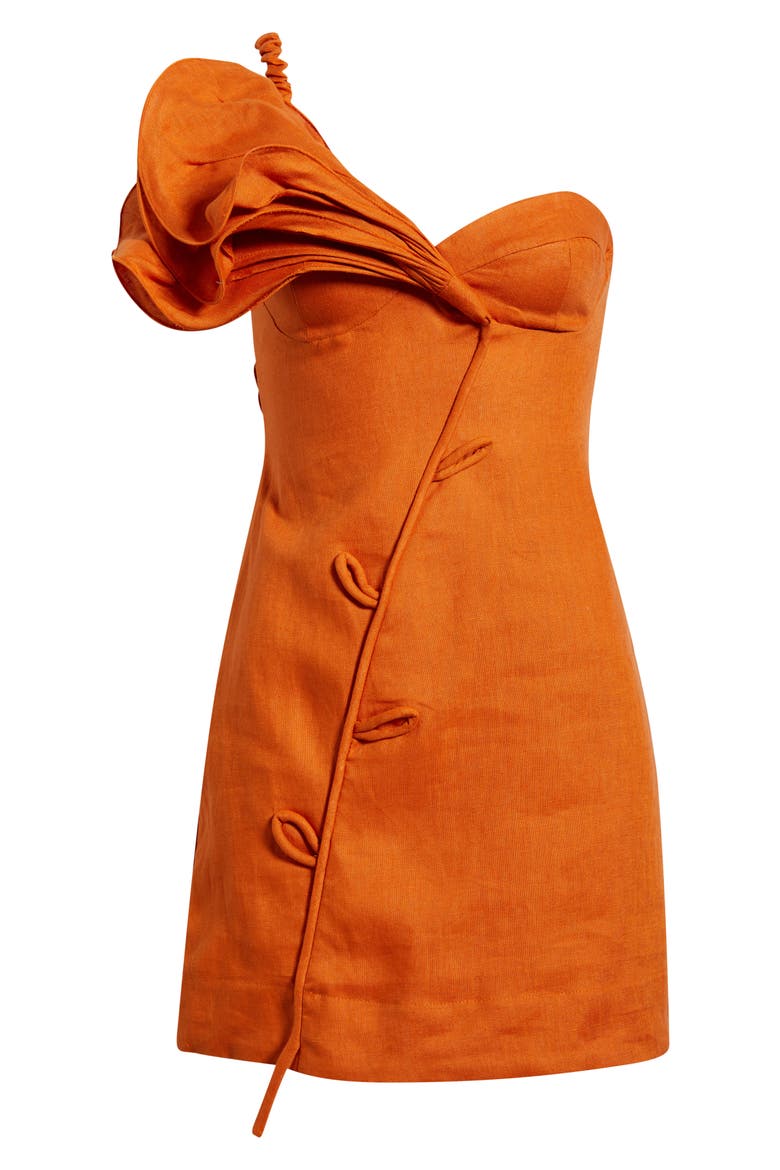 take me to rio mini dress orange FARM Rio Orange One Shoulder Mini Dress with Cut-Out