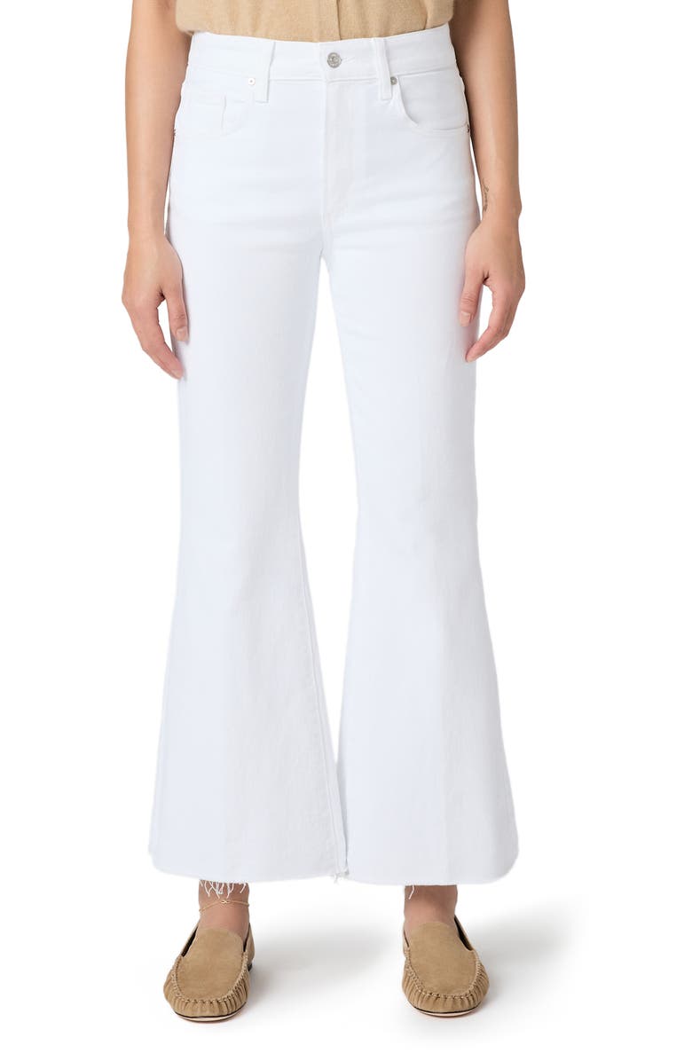 PAIGE Marlow High Waist Raw Hem Ankle Skimmer Flare Jeans, Main, color, Crisp White