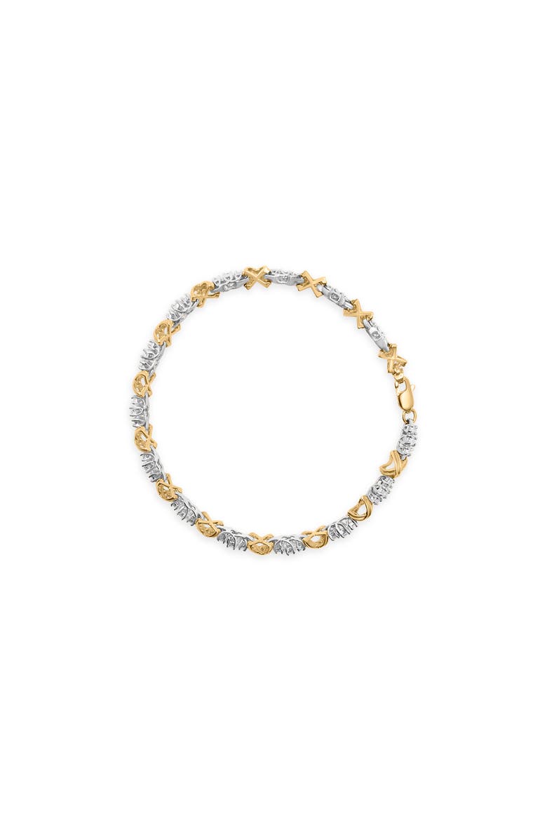 10K Two-Tone Gold 1.00 Cttw Diamond X-Link Link Bracelet, Alternate, color, Yellow Gold