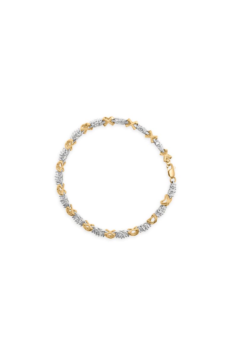 Haus of Brilliance 10K Two-Tone Gold 1.00 Cttw Diamond X-Link Link Bracelet, Alternate, color, Yellow Gold