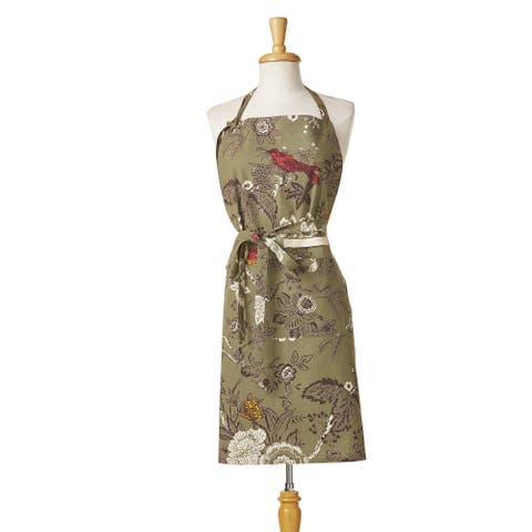 Autumn Toile Cotton Baking Apron Green One Size Fits Most