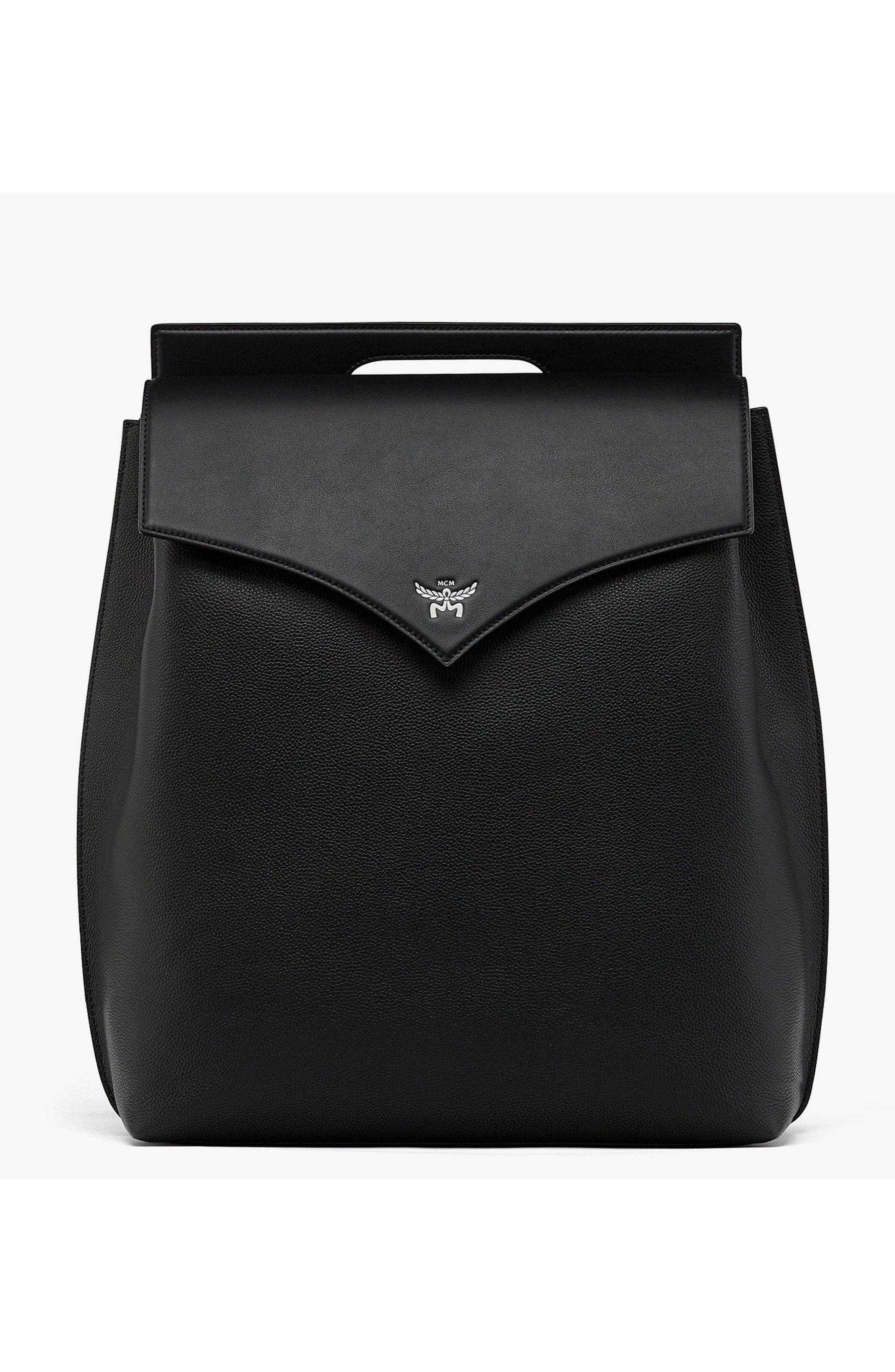 MCM Diamond Backpack in Embossed Leather, Main, color, Black