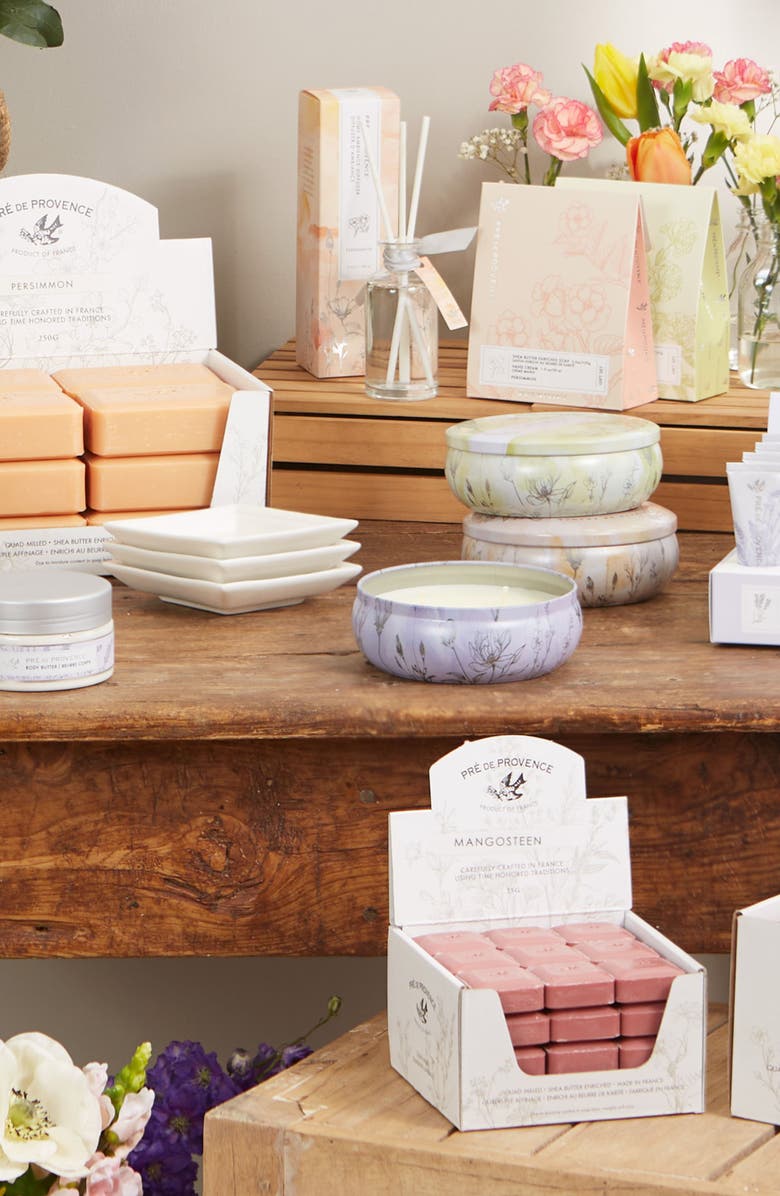 EUROPEAN SOAPS Pre de Provence Heritage 3-Wick Tin Candle, Alternate, color, Light Green