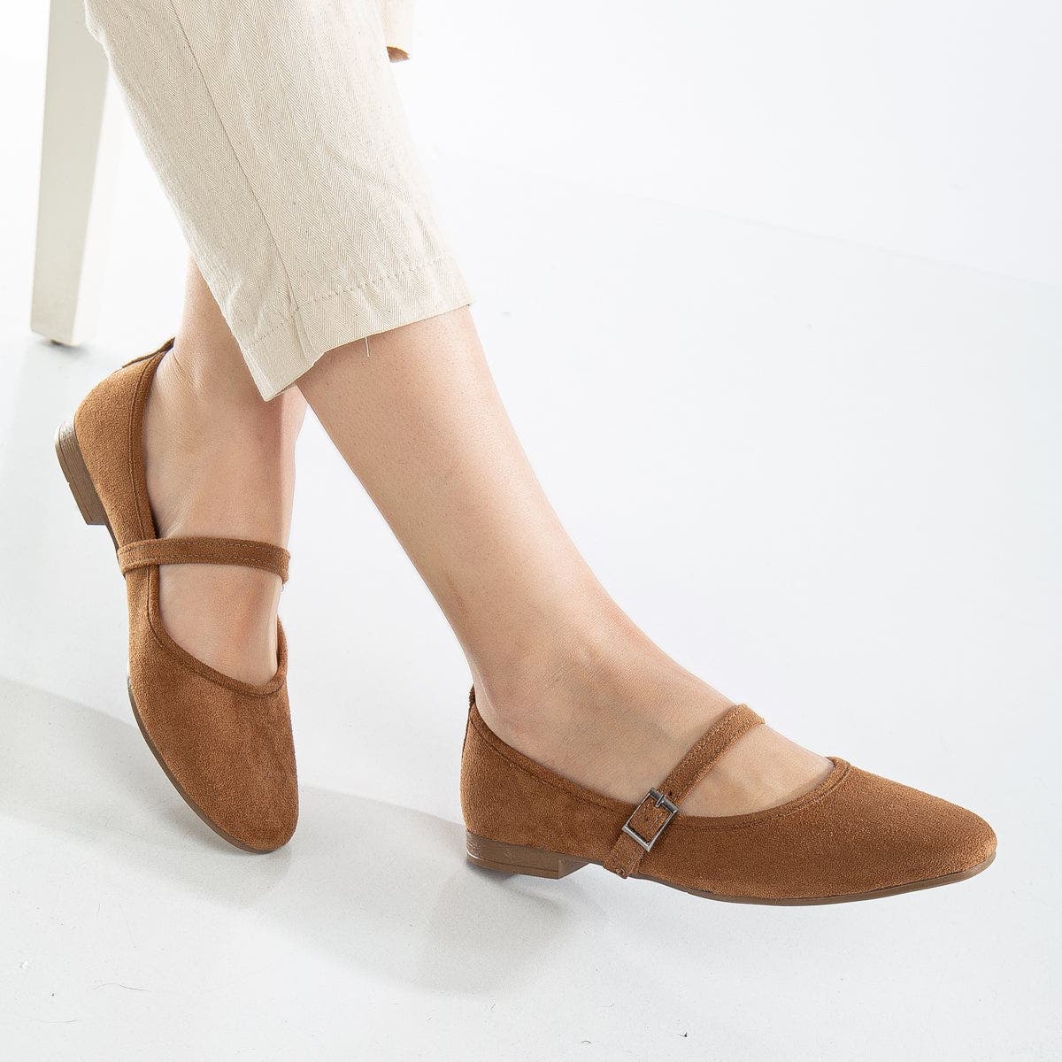 Emilie Mary Jane Flat, Alternate, color, Cognac