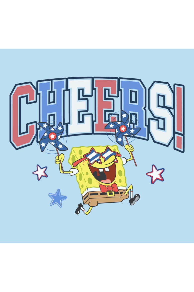 Men's SpongeBob SquarePants Cheers Celebration  Graphic T-Shirt, Alternate, color, Light Blue