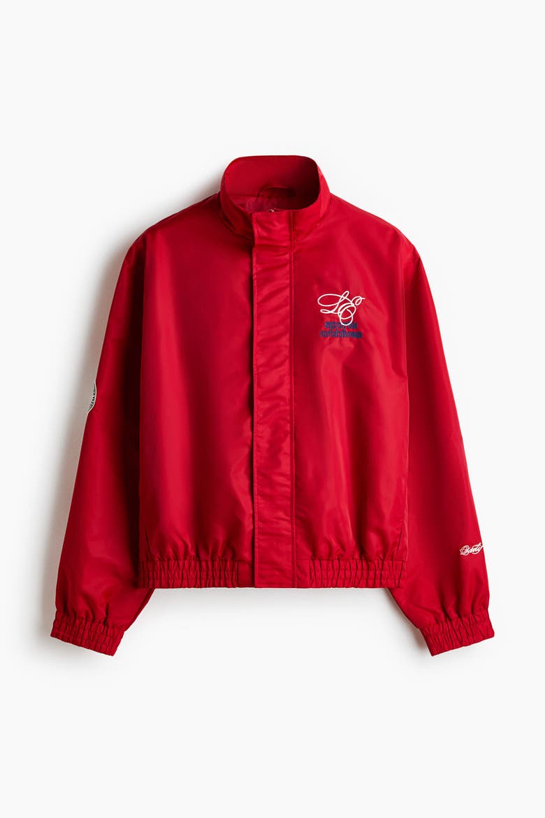 Loose Fit Embroidered-motif Nylon Track Jacket, Alternate, color, Red/Sports Archives