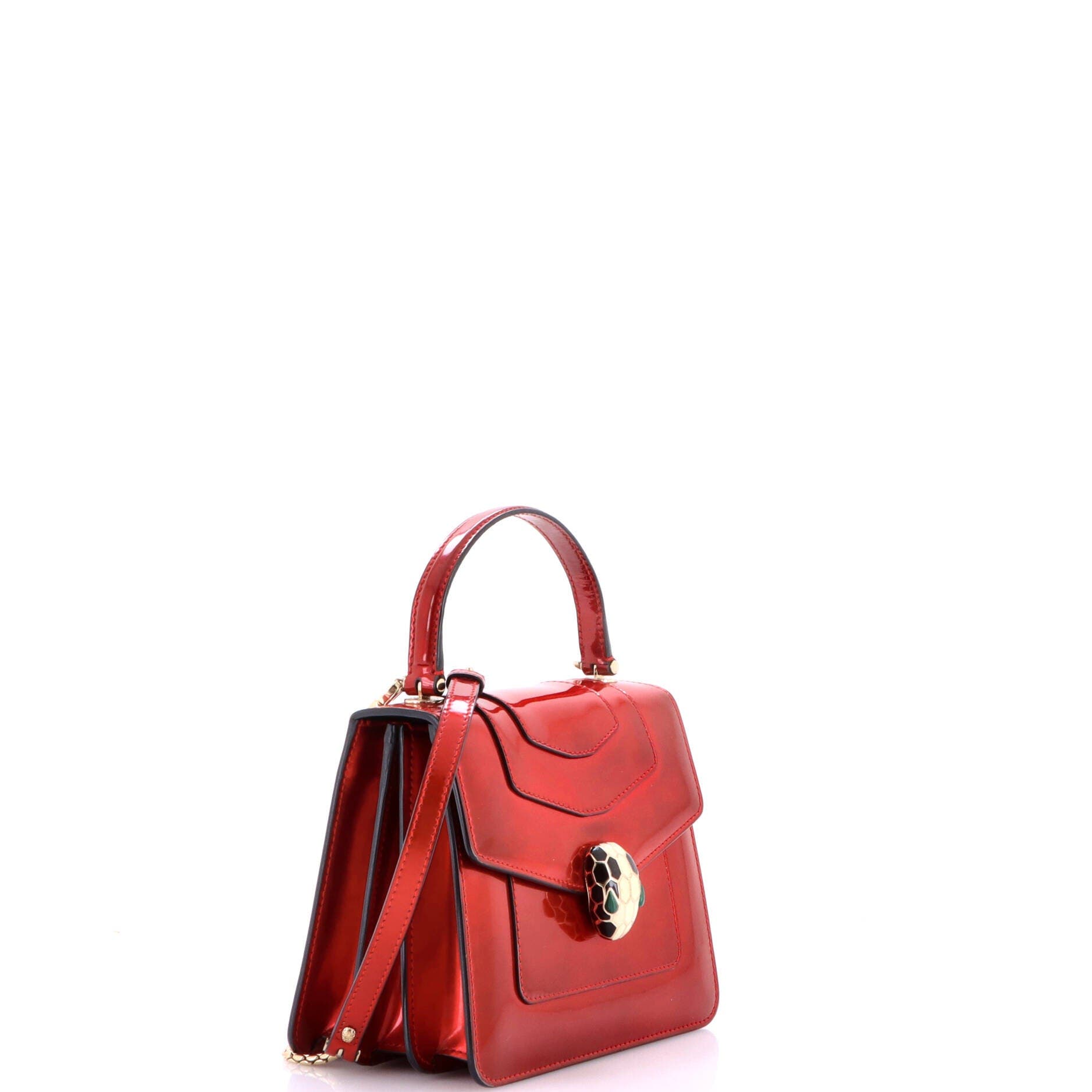 Serpenti Top Handle Bag Patent Small, Alternate, color, Red