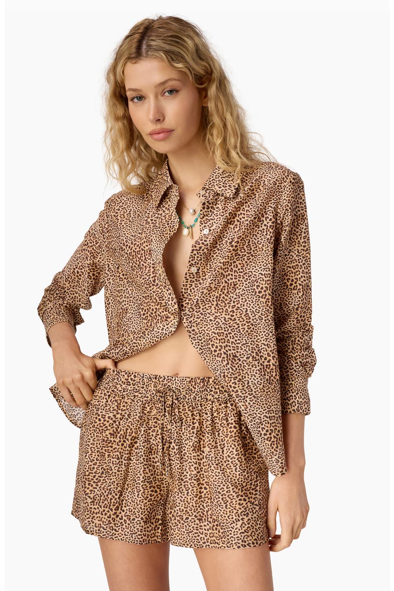 Cotton & Silk Drawstring Shorts, Alternate, color, LEOPARD