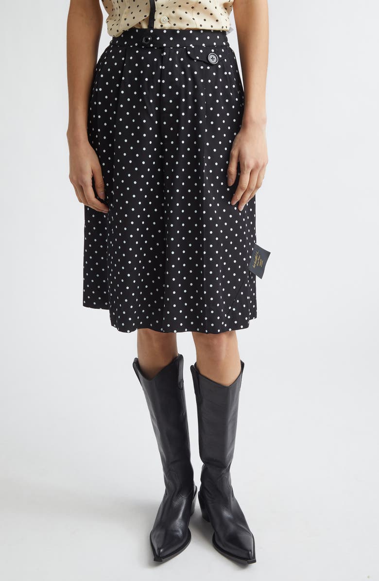 Undercover Polka Dot Wide Leg Shorts, Main, color, Black Base
