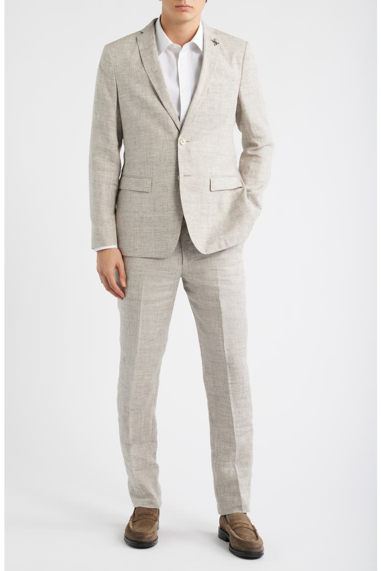 Varick Slim Fit Tan Slub Linen Suit, Alternate, color, OATMEAL