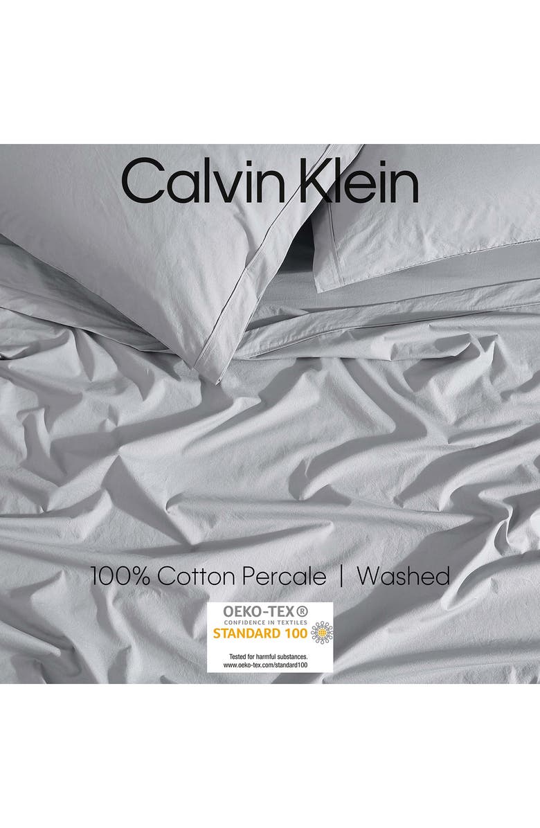 Calvin Klein Washed 200 Thread Count Percale Sheet Set, Alternate, color, Grey