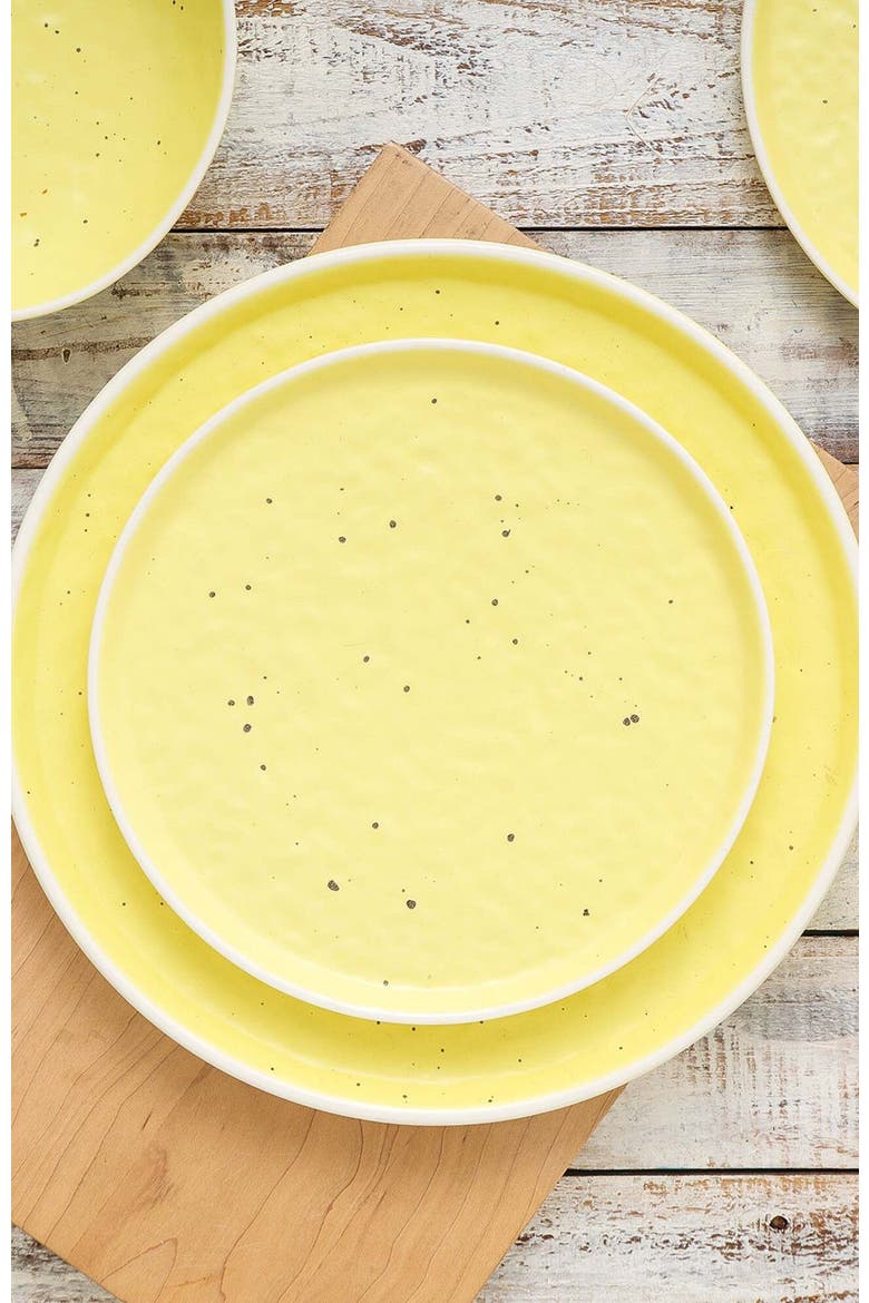 Elena Stoneware 4-Piece Dinner Plate Set, Alternate, color, Yellow