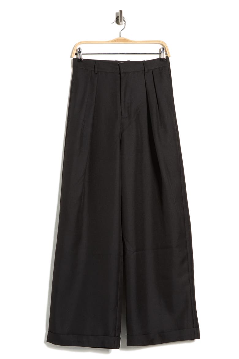 Maddox Pleated Cuff Trousers, Alternate, color, BLACK