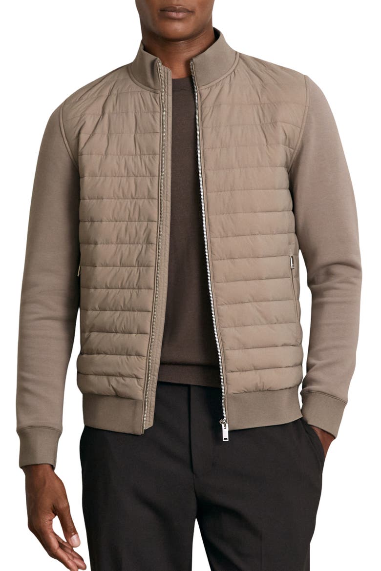 Freddie Mixed Media Jacket, Main, color, TAUPE BROWN