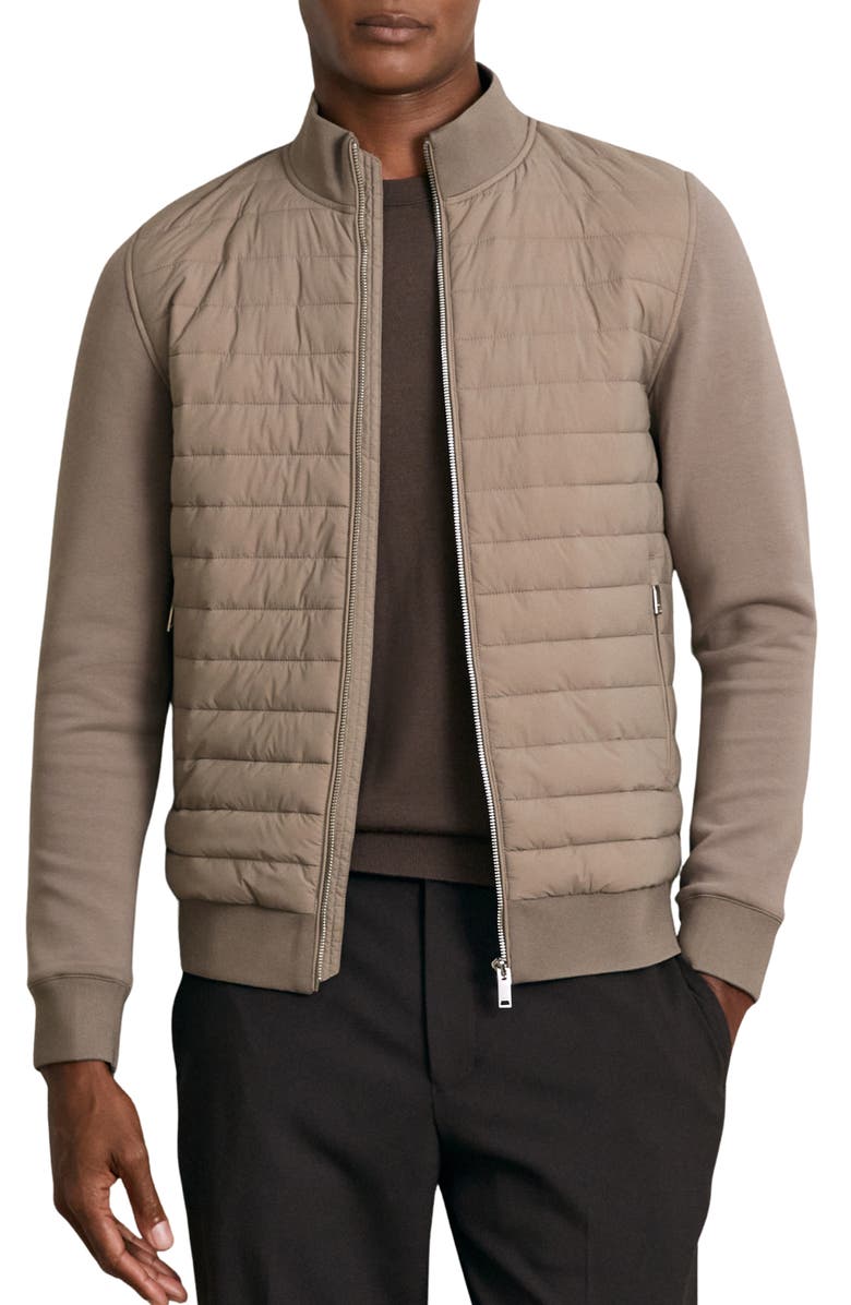 Reiss Freddie Mixed Media Jacket, Main, color, Taupe Brown