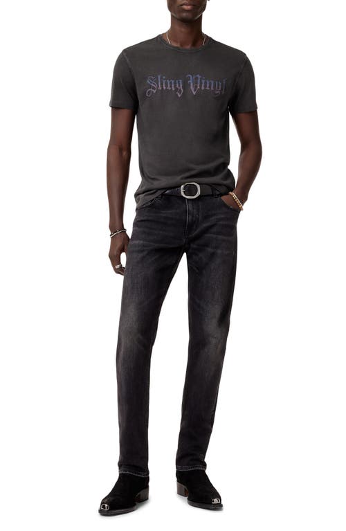 John Varvatos Sling Vinyl Embroidered Organic Cotton T-shirt In Charcoal