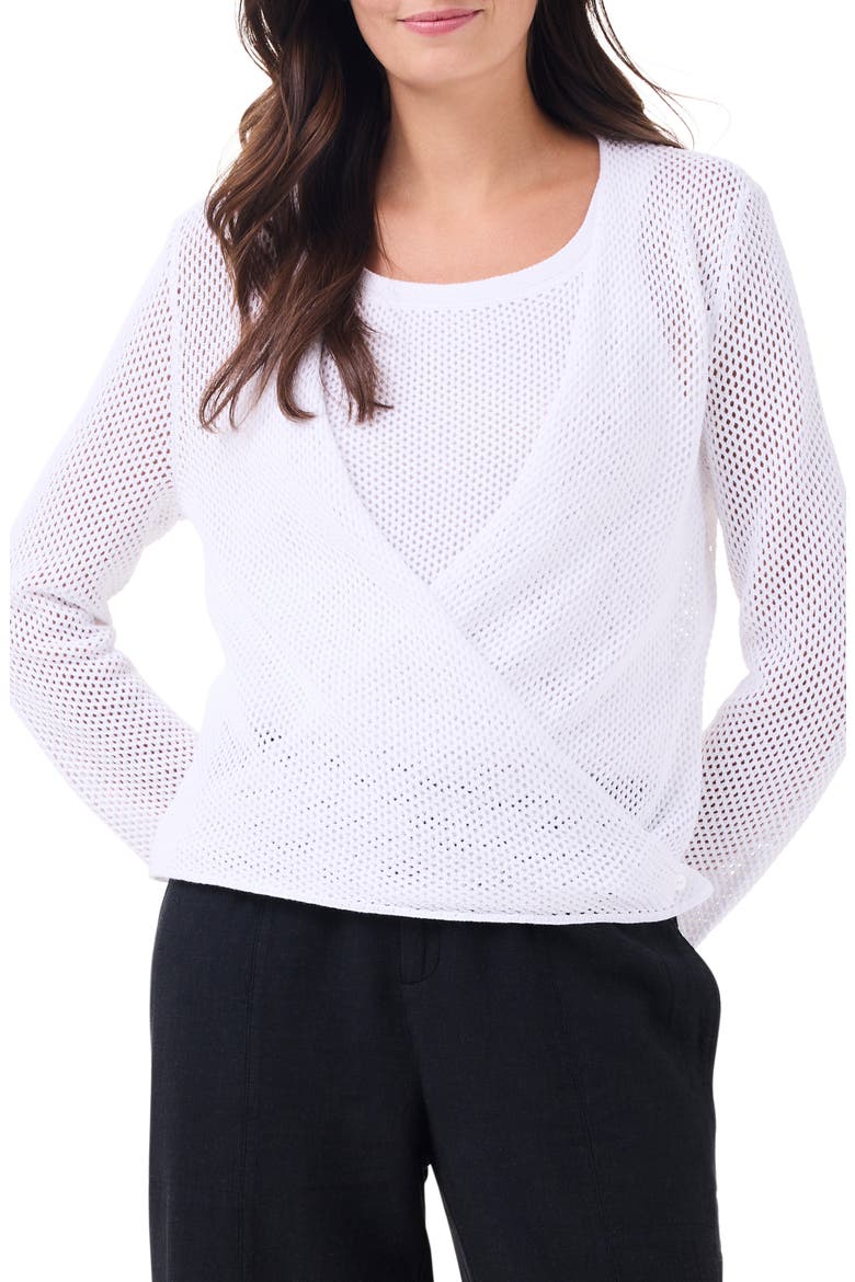 Open Stitch 4-Way Cotton Blend Cardigan, Alternate, color, PAPER WHITE