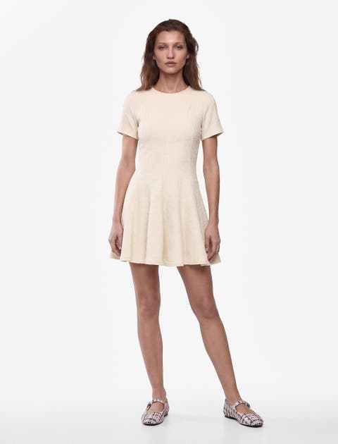 Floral Textured Mini Flared Dress