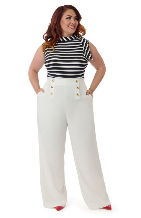Plus Size Wide Leg Sailor Pants