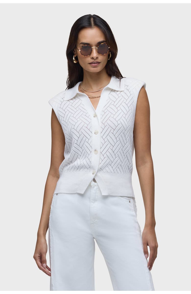 Hudson Jeans Knitted Sleeveless Collared Top, Main, color, Starch