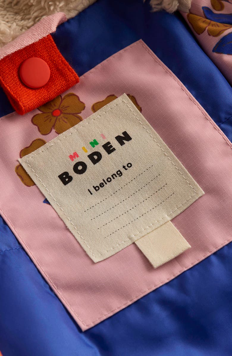 Mini Boden Kids' 4-in-1 Waterproof Coat, Alternate, color, Vintage Pink Floral Stamp