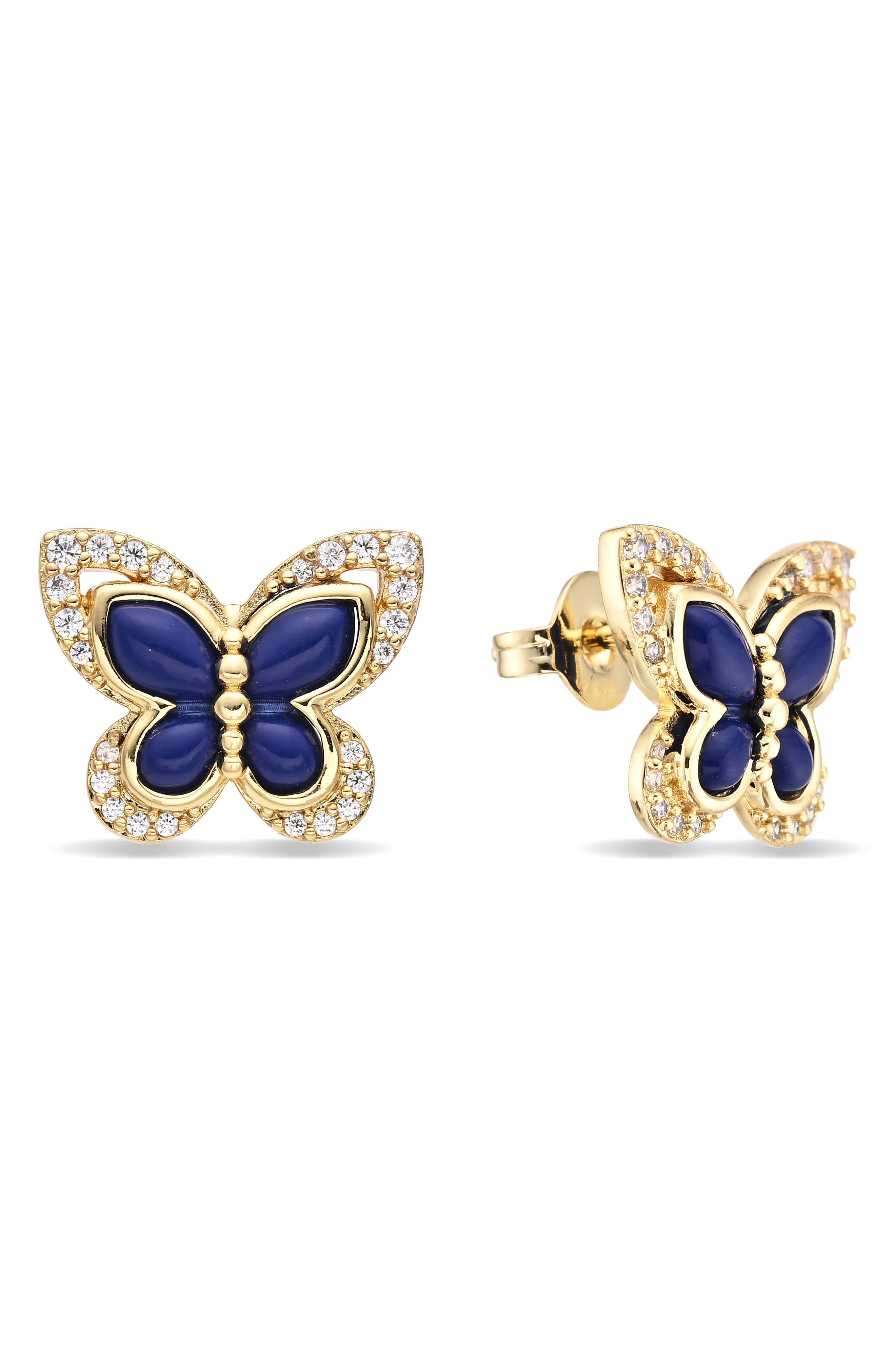 14k Gold Plated Butterfly Stud Earrings