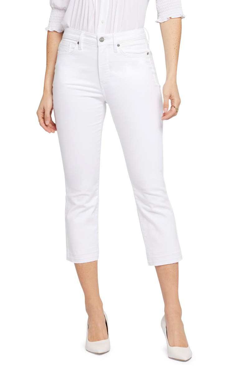 NYDJ Chloe Frayed Hem Crop Jeans, Main, color, Optic White