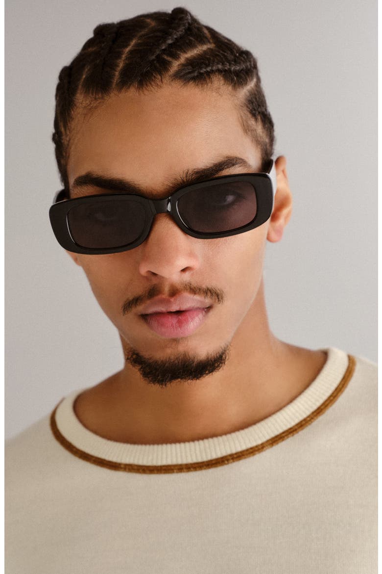 Ceres 51mm Rectangular Sunglasses, Alternate, color, BLACK / SMOKE MONO