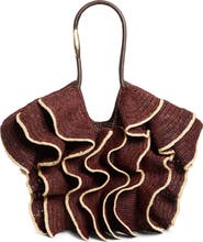 Zimmermann Medium Goldentime Ruffle Raffia Tote