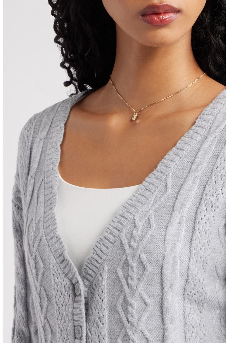 Mixed Stitch Cardigan, Alternate, color, GREY SOFT HEATHER