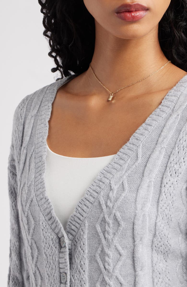 BP. Mixed Stitch Cardigan, Alternate, color, Grey Soft Heather