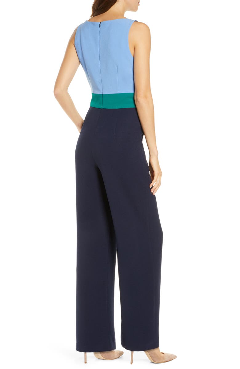 Vince Camuto Colorblock Crepe Jumpsuit, Alternate, color,
