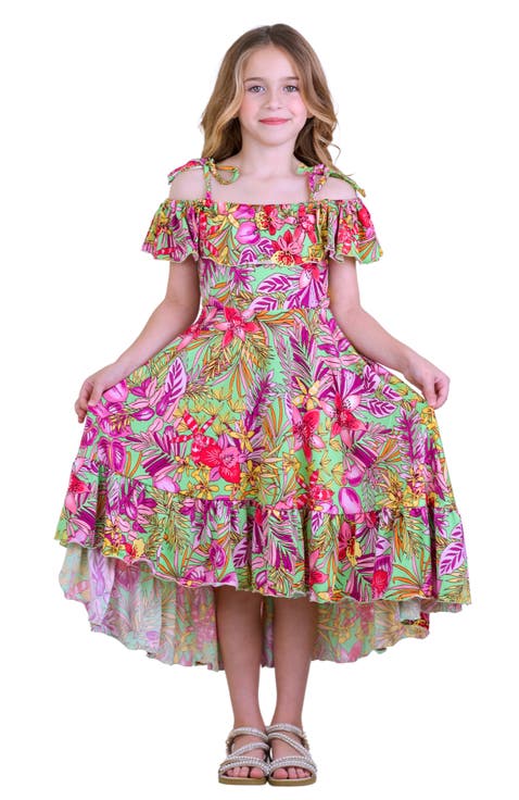 Girls Tropical Florals Casual Hi-Lo Dress (Toddler, Little Kid & Big Kid)