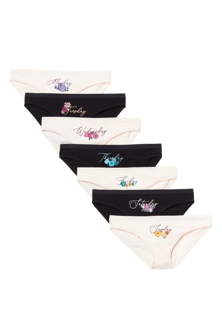 Elaina Bikini Panties Pack of 7, Main, color, Placement pink