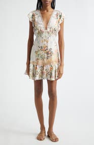 Camilla Floral Cap Sleeve Lace Trim Dress