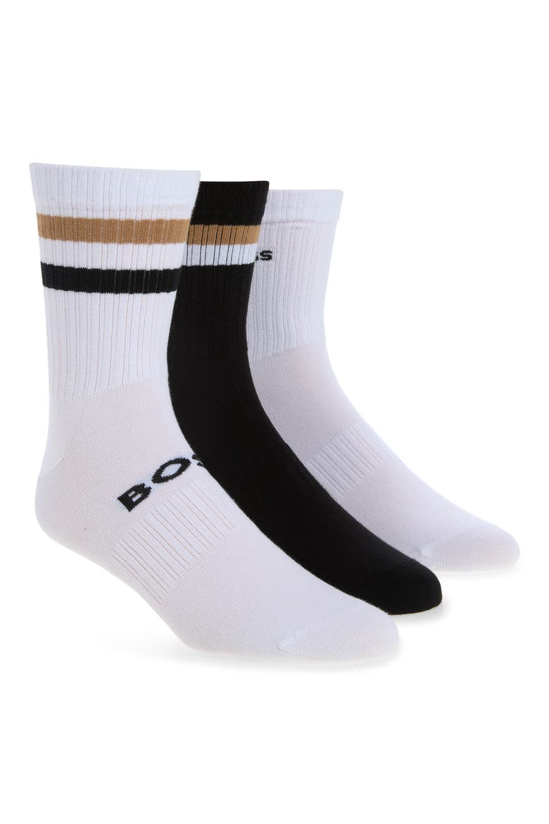 3-Pack Logo Striped Quarter Socks, Main, color, OPEN MISCELLANEOUS