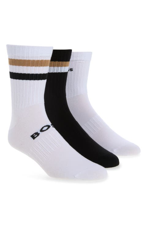 3-Pack Logo Striped Quarter Socks