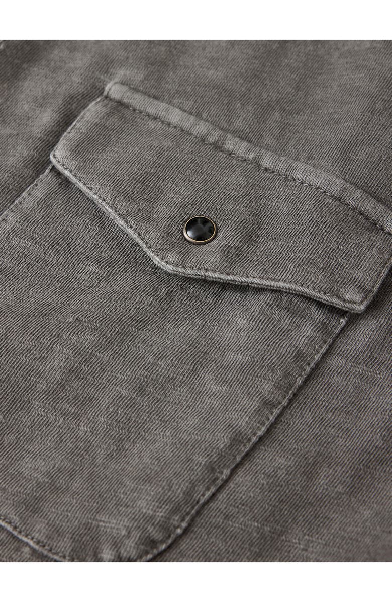 John Varvatos Arvon Knit Organic Cotton Snap-Up Western Shirt, Alternate, color, Seal Grey