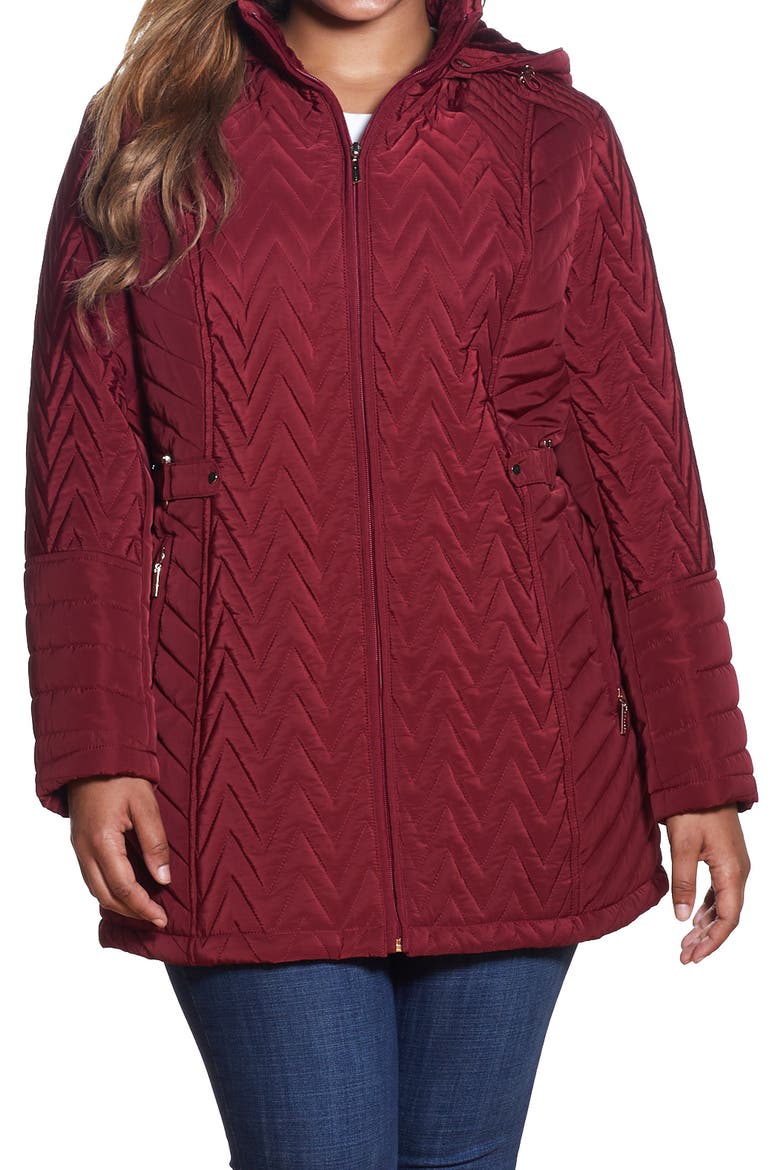Chevron Quilt Jacket, Main, color, MERLOT
