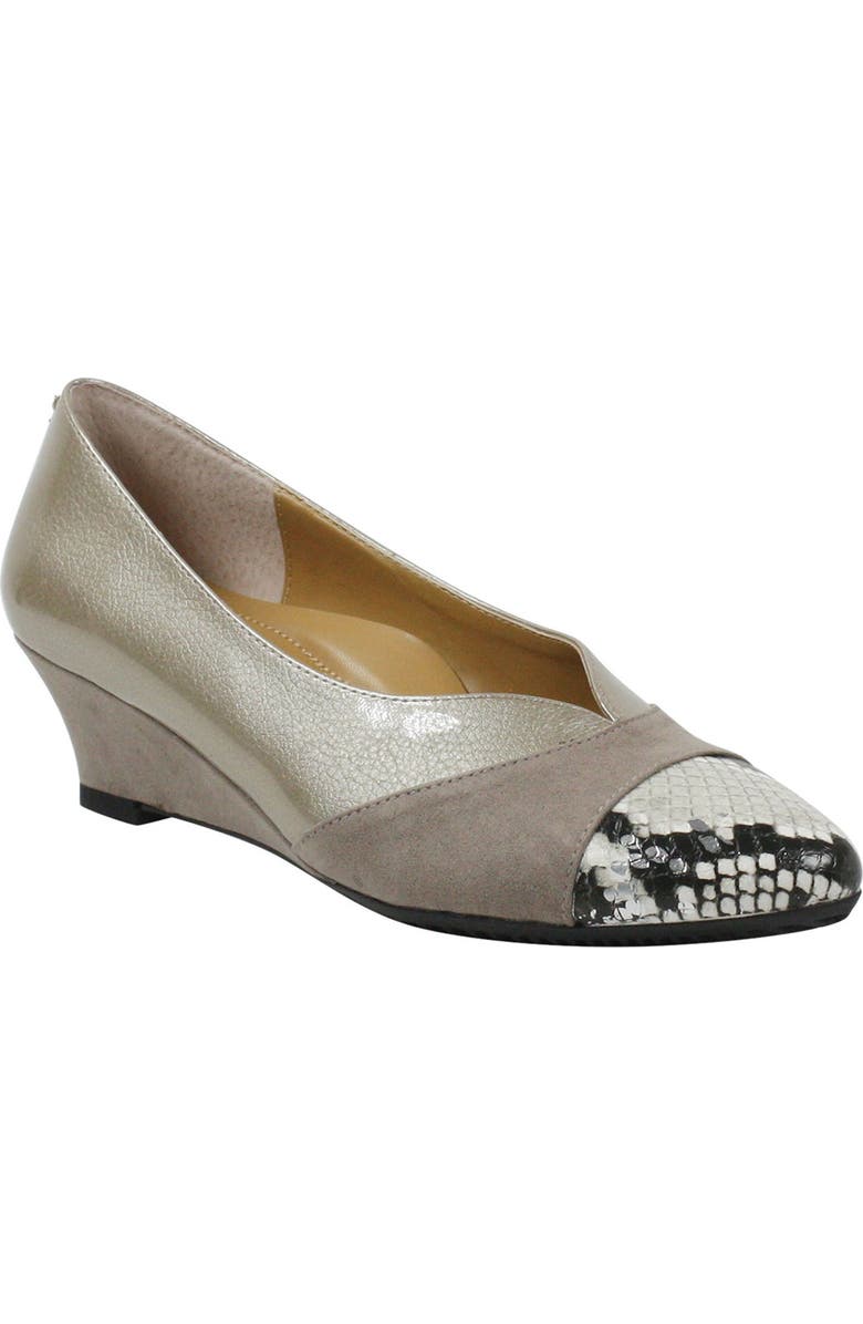 J. Reneé Cap Toe Wedge Pump, Main, color,