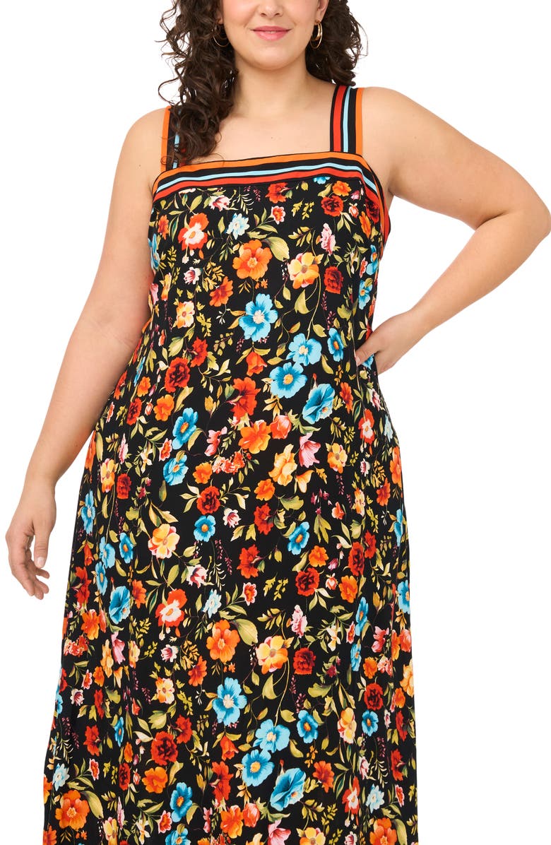 Vince Camuto Floral Maxi Dress, Alternate, color, Rich Black