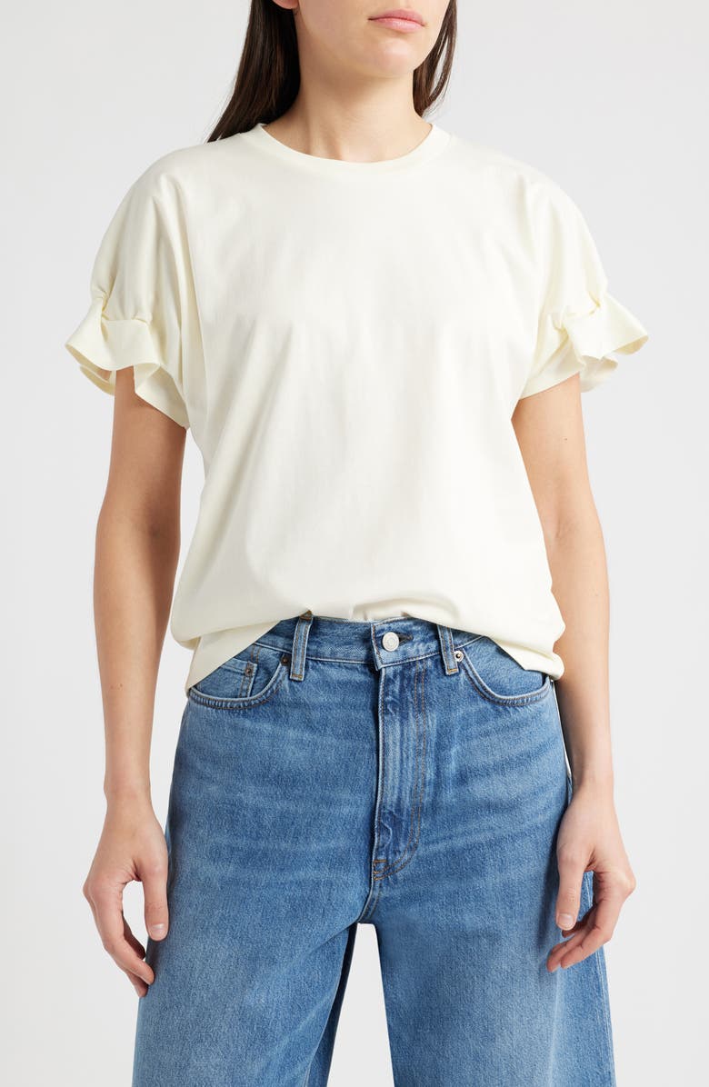 COS Gathered Sleeve Cotton T-Shirt, Main, color, 