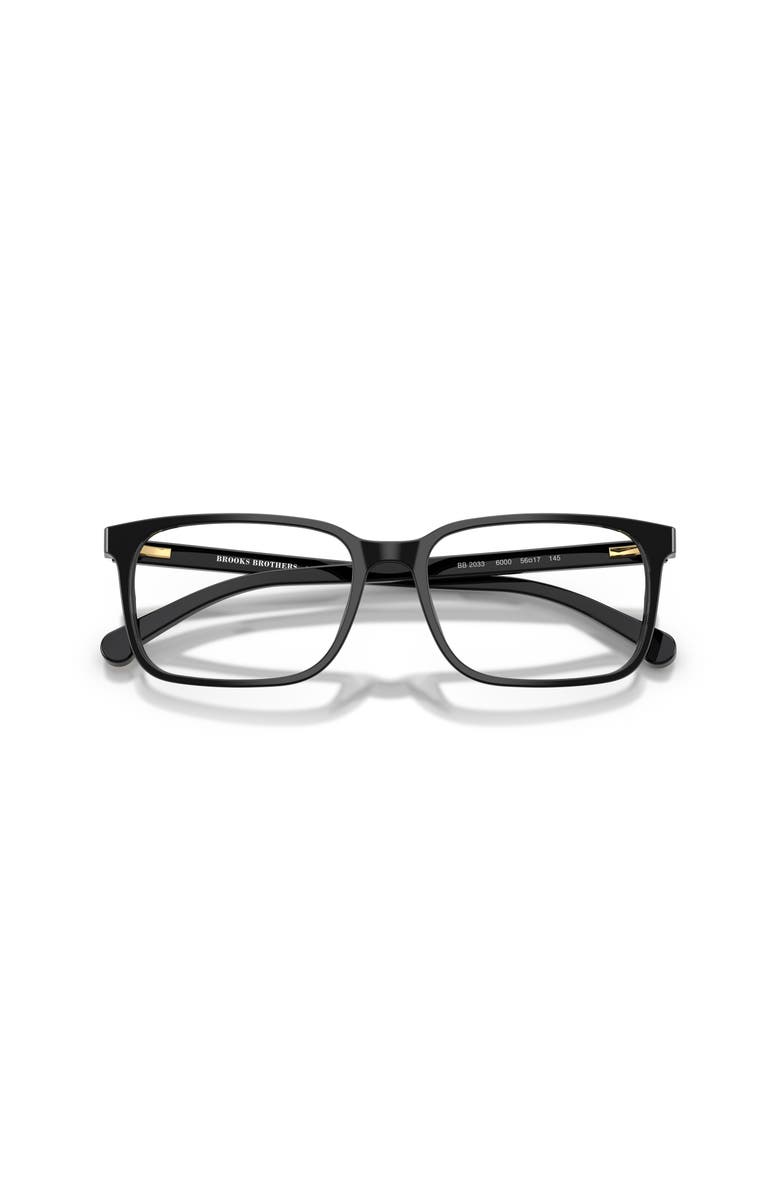 Brooks Brothers 54mm Rectangle optical glasses, Alternate, color, Black