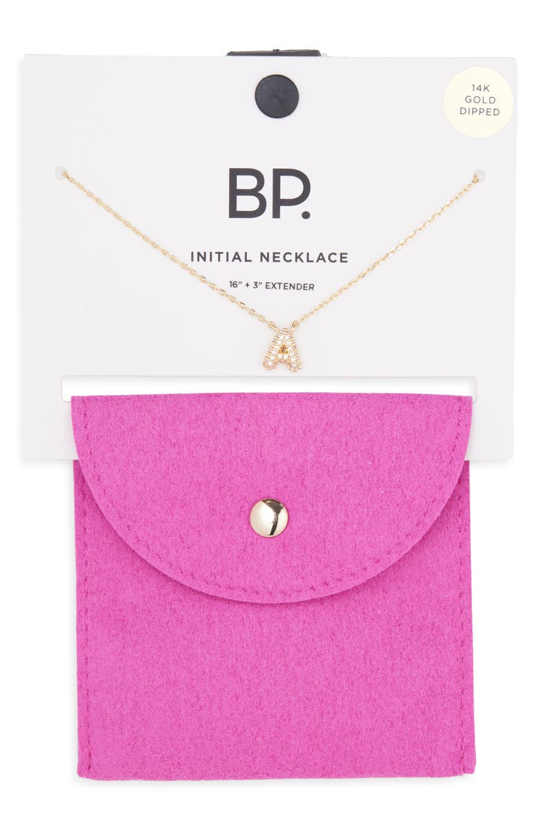 BP. Pavé Crystal Initial Necklace, Alternate, color, A- 14K Gold Dipped