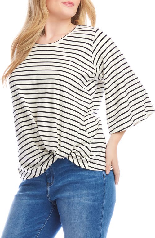 Karen Kane Plus Size Stripe Flare Sleeve Pick Up Top