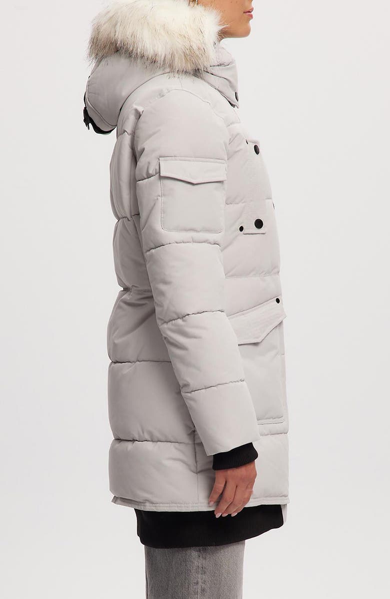 Noize Astrid Heavyweight Faux Fur Trim Jacket, Alternate, color, Snow