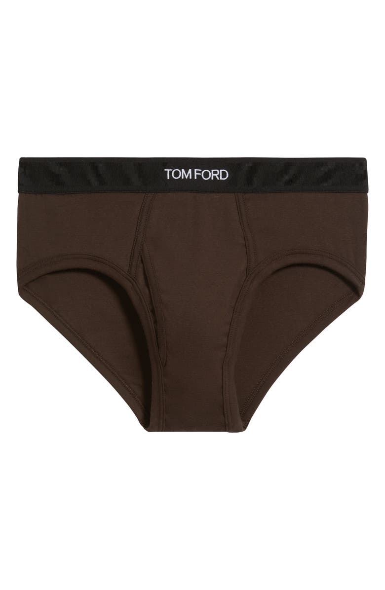 TOM FORD Cotton Stretch Jersey Briefs, Alternate, color, Chocolate